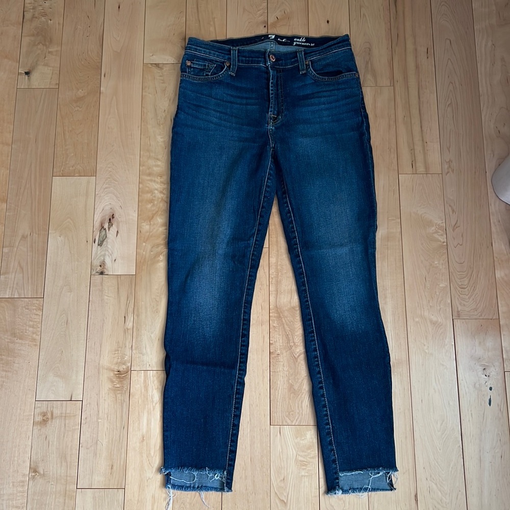 7 For All Mankind Ankle Gwenevere Factory Cut Step Hem Jeans, size 27